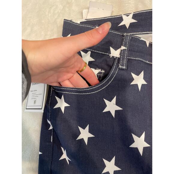 JEANS FASHION Women's American Flag Print Flare Jeans Size 8 Red/Blue White NWT - Picture 7 of 13